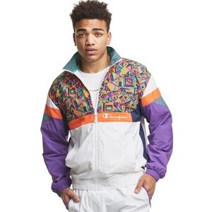 Champion X MTV Men's Colorful Geometric Windbreaker Size Large Amazing Condition